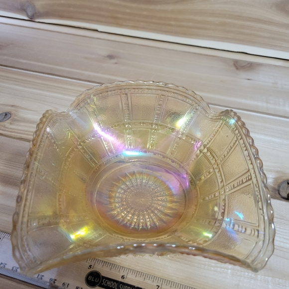Vintage Imperial Glass Clam Broth Beaded Block Square Bowl - Picture 3 of 4